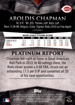 2014 Bowman Platinum #63 Aroldis Chapman Back