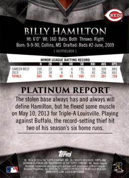 2014 Bowman Platinum #78 Billy Hamilton Back