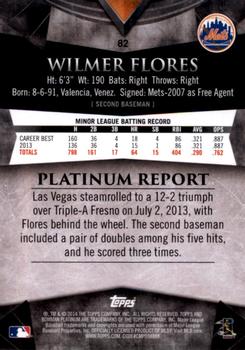 2014 Bowman Platinum #82 Wilmer Flores Back