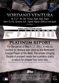 2014 Bowman Platinum #84 Yordano Ventura Back
