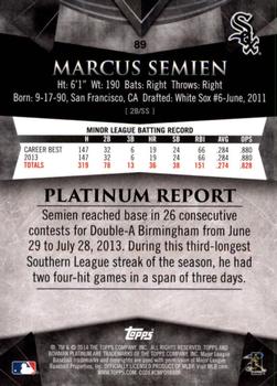 2014 Bowman Platinum #89 Marcus Semien Back