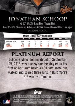 2014 Bowman Platinum #92 Jonathan Schoop Back