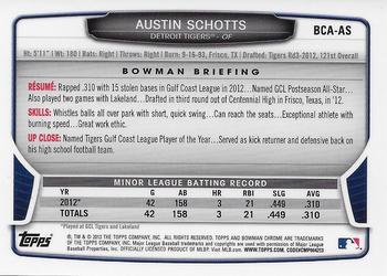 2013 Bowman Chrome - Prospects Autographs #BCA-AS Austin Schotts Back