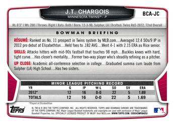 2013 Bowman Chrome - Prospects Autographs #BCA-JC J.T. Chargois Back
