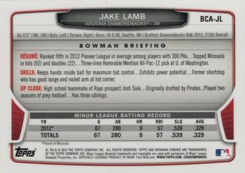2013 Bowman Chrome - Prospects Autographs #BCA-JL Jake Lamb Back