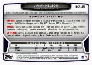 2013 Bowman Chrome - Prospects Autographs #BCA-JN Jimmy Nelson Back