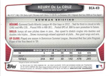 2013 Bowman Chrome - Prospects Autographs #BCA-KD Keury de la Cruz Back
