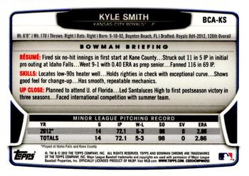 2013 Bowman Chrome - Prospects Autographs #BCA-KS Kyle Smith Back