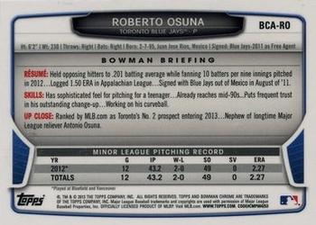 2013 Bowman Chrome - Prospects Autographs #BCA-RO Roberto Osuna Back