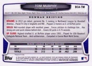 2013 Bowman Chrome - Prospects Autographs #BCA-TM Tom Murphy Back