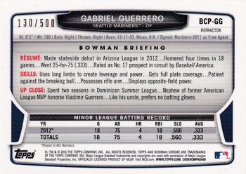 2013 Bowman Chrome - Prospects Autographs Refractor #BCP-GG Gabriel Guerrero Back