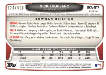 2013 Bowman Chrome - Prospects Autographs Refractor #BCA-NTR Nick Tropeano Back