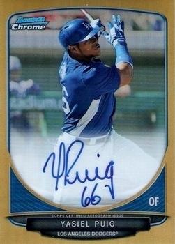 2013 Bowman Chrome - Prospects Autographs Gold Refractor #BCA-YP Yasiel Puig Front