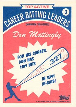 1989 Topps - Batting Leaders #3 Don Mattingly Back