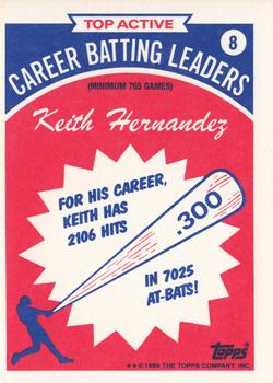 1989 Topps - Batting Leaders #8 Keith Hernandez Back