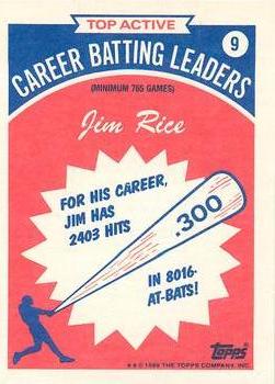 1989 Topps - Batting Leaders #9 Jim Rice Back