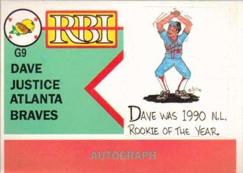 1992 RBI Magazine Grapefruit League #G9 Dave Justice Back