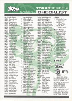 2004 Topps - Checklists (Series Two) #1 Checklist Green: 368-712 Back