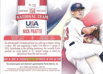 2013 Panini USA Baseball - 15U National Team Jerseys #12 Nick Pratto Back