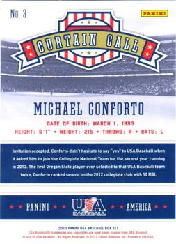 2013 Panini USA Baseball - Curtain Call #3 Michael Conforto Back