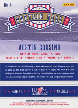 2013 Panini USA Baseball - Curtain Call #4 Austin Cousino Back