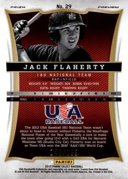 2013 Panini USA Baseball - Select Preview Blue Prizms #29 Jack Flaherty Back