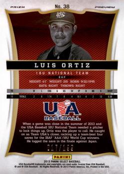2013 Panini USA Baseball - Select Preview Blue Prizms #38 Luis Ortiz Back