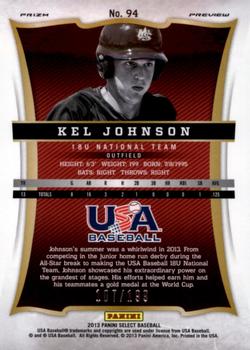 2013 Panini USA Baseball - Select Preview Blue Prizms #94 Kel Johnson Back