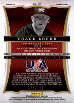 2013 Panini USA Baseball - Select Preview Blue Prizms #95 Trace Loehr Back