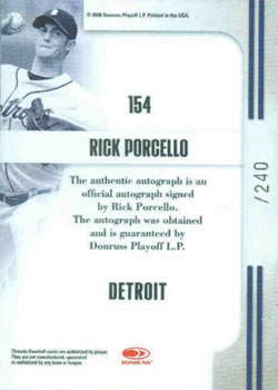 2008 Donruss Threads #154 Rick Porcello Back