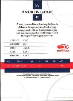 2008 Donruss Threads #99 Andrew LeFave Back