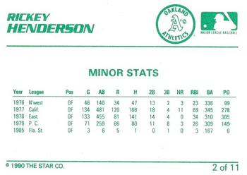 1990 Star Rickey Henderson #2 Rickey Henderson Back