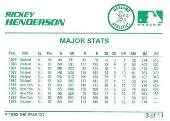 1990 Star Rickey Henderson #3 Rickey Henderson Back