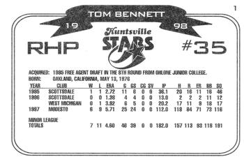 1998 Huntsville Stars #1 Tom Bennett Back