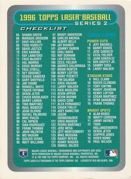 1996 Topps Laser - Checklists #NNO Series 2 Back