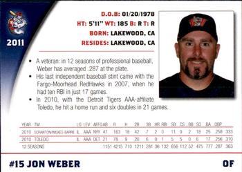 2011 Winnipeg Goldeyes #NNO Jon Weber Back
