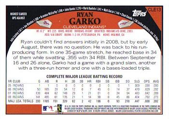 2009 Topps Cleveland Indians #CLE13 Ryan Garko Back
