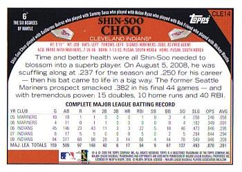 2009 Topps Cleveland Indians #CLE14 Shin-Soo Choo Back