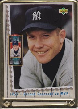 1995 Upper Deck Baseball Heroes Mickey Mantle 5-Card Tin #2 1957 - Second Consecutive MVP Front