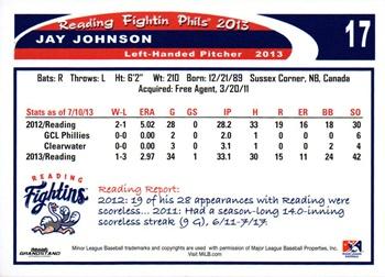 2013 Grandstand Reading Fightin Phils Update #NNO Jay Johnson Back