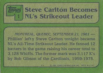 1982 Topps #1 Steve Carlton Back