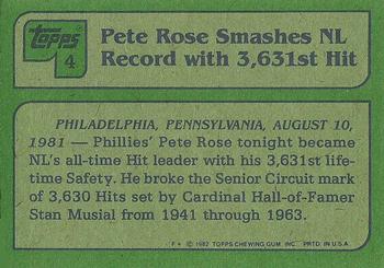 1982 Topps #4 Pete Rose Back