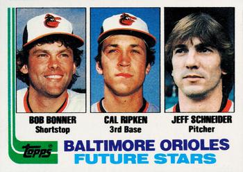 1982 Topps #21 Orioles Future Stars (Bob Bonner / Cal Ripken / Jeff Schneider) Front