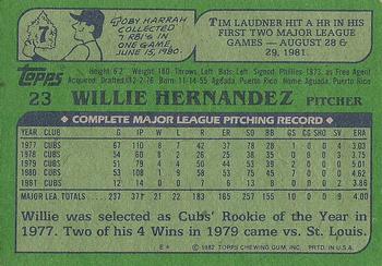 1982 Topps #23 Willie Hernandez Back