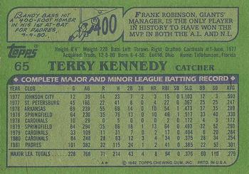 1982 Topps #65 Terry Kennedy Back