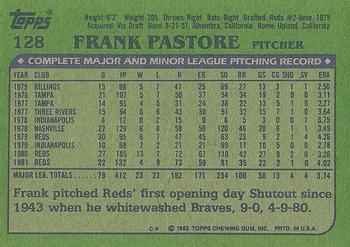 1982 Topps #128 Frank Pastore Back
