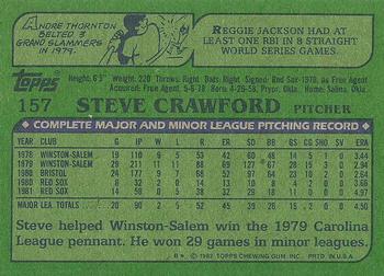 1982 Topps #157 Steve Crawford Back