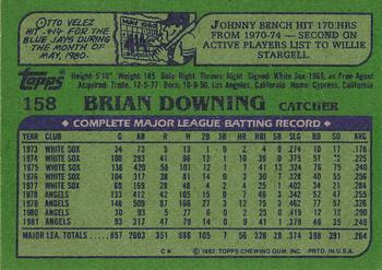 1982 Topps #158 Brian Downing Back