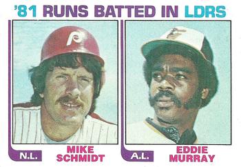1982 Topps #163 '81 Runs Batted In Leaders (Mike Schmidt / Eddie Murray) Front