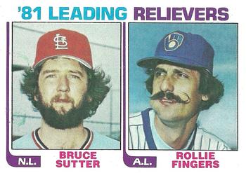 1982 Topps #168 '81 Leading Relievers (Bruce Sutter / Rollie Fingers) Front